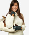 CC4160 (forest/brown) Women's Cashmere Lined Leather Gloves with Buckle - Leather Gloves Online - Luxury Leather Gloves - 4