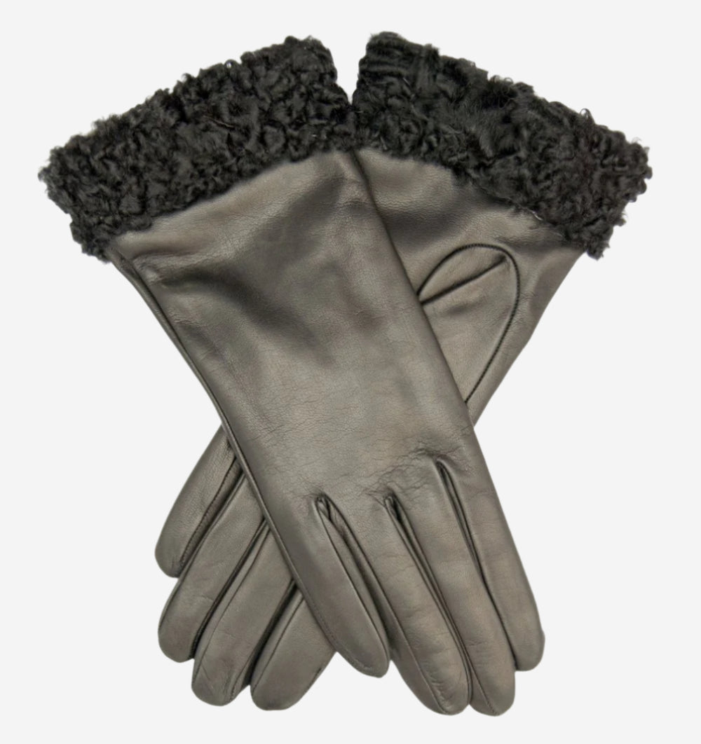 CC4172 (black) - Women's Cashmere Lined Leather Gloves with Persian Lamb Cuffs - Leather Gloves Online - Luxury Leather Gloves - 2