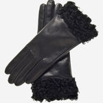 CC4172 (black) - Women's Cashmere Lined Leather Gloves with Persian Lamb Cuffs - Leather Gloves Online - Luxury Leather Gloves - 1