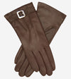 CC4201 (brown) - Women’s Italian cashmere lined leather gloves with buckle