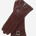 CC4201 (brown) - Women's Italian Cashmere Lined Leather Gloves with Buckle - Leather Gloves Online - Luxury Leather Gloves - 1