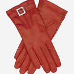 CC4201 (red) - Women's Italian Cashmere Lined Leather Gloves with Buckle - Leather Gloves Online - Luxury Leather Gloves - 1