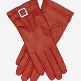 CC4201 (red) - Women's Italian Cashmere Lined Leather Gloves with Buckle - Leather Gloves Online - Luxury Leather Gloves - 1