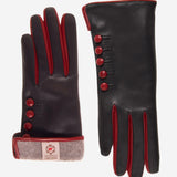 CC4213 (black/red) - Women's Italian Cashmere Lined Gloves with Buttons