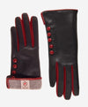 CC4213 (black/red) - Women’s Italian cashmere lined gloves with buttons