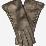 CC4213 (black/grey) - Women's Italian Cashmere Lined Gloves with Buttons - Leather Gloves Online - Luxury Leather Gloves - 2