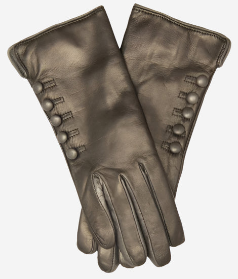 CC4213 (black/grey) - Women's Italian Cashmere Lined Gloves with Buttons - Leather Gloves Online - Luxury Leather Gloves - 2