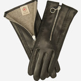CC4243 (black) - Italian Cashmere Lined Gloves with Zippers - Leather Gloves Online - Luxury Leather Gloves - 1