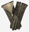 CC4243 (black) - Italian Cashmere Lined Gloves with Zippers - Leather Gloves Online - Luxury Leather Gloves - 1
