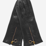 CC4243 (black) - Italian Cashmere Lined Gloves with Zippers - Leather Gloves Online - Luxury Leather Gloves - 2