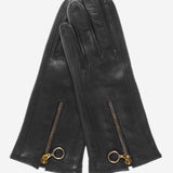 CC4243 (black) - Italian Cashmere Lined Gloves with Zippers - Leather Gloves Online - Luxury Leather Gloves - 2