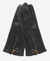 CC4243 (black) - Italian Cashmere Lined Gloves with Zippers - Leather Gloves Online - Luxury Leather Gloves - 2