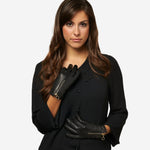 CC4243 (black) - Italian Cashmere Lined Gloves with Zippers - Leather Gloves Online - Luxury Leather Gloves - 4