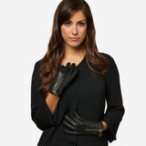 CC4243 (black) - Italian Cashmere Lined Gloves with Zippers - Leather Gloves Online - Luxury Leather Gloves - 4