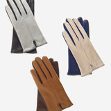 CC4313 (beige/blue) - Women's Two-Tone Italian Cashmere Lined Leather Gloves