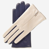 CC4313 (beige/blue) - Women's Two-Tone Italian Cashmere Lined Leather Gloves - Leather Gloves Online - Luxury Leather Gloves - 2