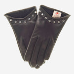 CC4391 (black) - Women's Italian Cashmere Lined Leather Gloves  with Studs - Leather Gloves Online - Luxury Leather Gloves - 1