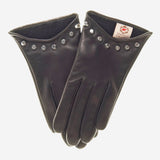 CC4391 (black) - Women's Italian Cashmere Lined Leather Gloves  with Studs - Leather Gloves Online - Luxury Leather Gloves - 1