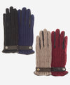 CC4510 (black) - Women’s Italian cable knit cashmere and leather winter gloves