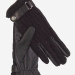 CC4510 (black) - Women's Cable Knit Cashmere and Leather Winter Gloves - Leather Gloves Online - Luxury Leather Gloves - 1