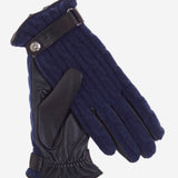 CC4510 (blue) - Women's Cable Knit Cashmere and Leather Winter Gloves - Leather Gloves Online - Luxury Leather Gloves - 1