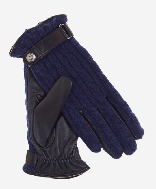 CC4510 (blue) - Women’s Italian cable knit cashmere and leather winter gloves