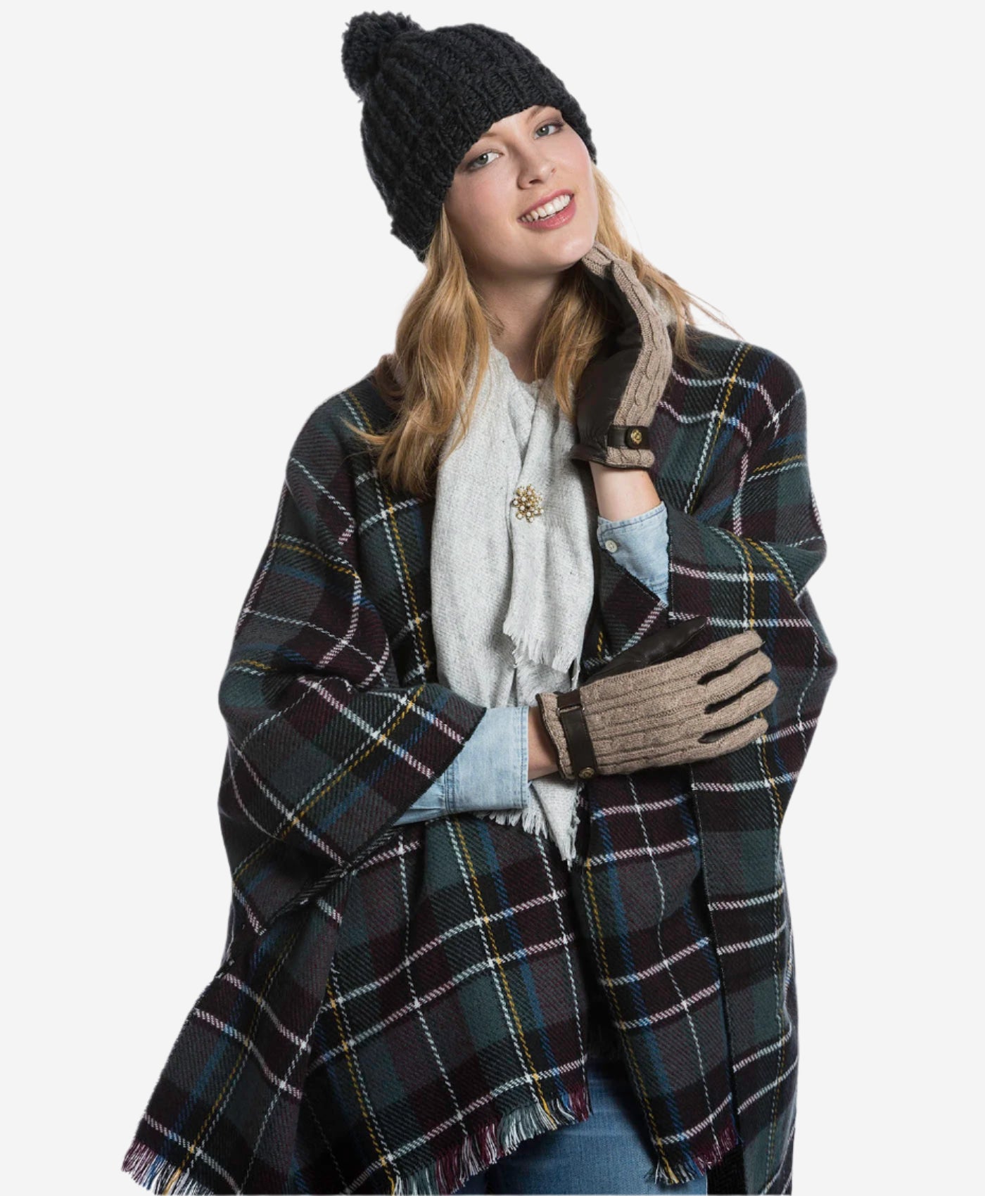 CC4510 (nat) - Women's Cable Knit Cashmere and Leather Winter Gloves - Leather Gloves Online - Luxury Leather Gloves - 2