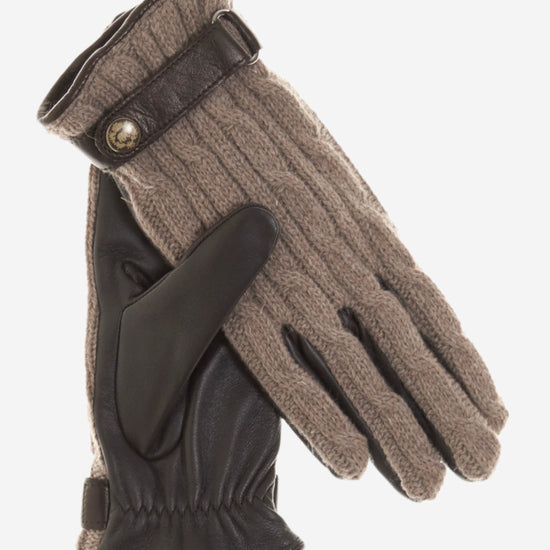 CC4510 (nat) - Women's Cable Knit Cashmere and Leather Winter Gloves - Leather Gloves Online - Luxury Leather Gloves - 1