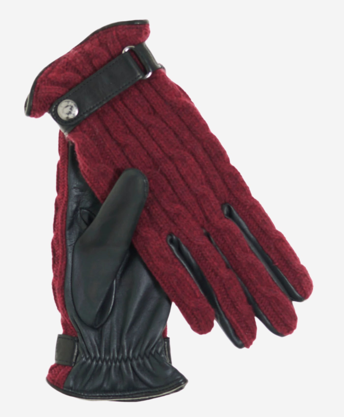 CC4510 (red) - Women's Cable Knit Cashmere and Leather Winter Gloves - Leather Gloves Online - Luxury Leather Gloves - 1