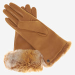 CC4514 (brown) - Women's Italian Rex Rabbit Fur Cuff Lambskin Gloves - Leather Gloves Online - Luxury Leather Gloves - 1