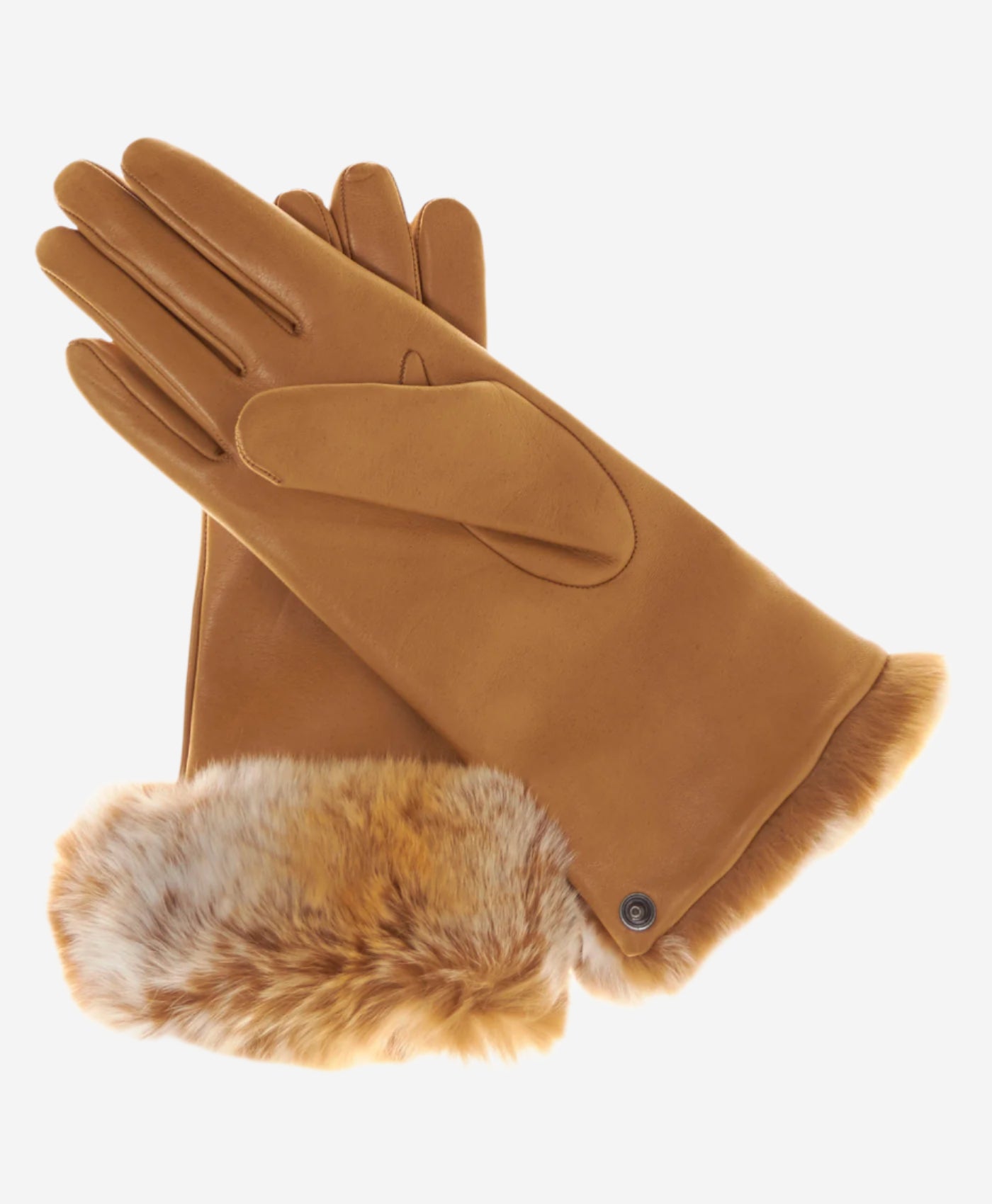 CC4514 (brown) - Women's Italian Rex Rabbit Fur Cuff Lambskin Gloves - Leather Gloves Online - Luxury Leather Gloves - 1