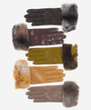 CC4514 (brown) - Women’s Italian Rex rabbit fur cuff lambskin gloves