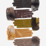 CC4514 (vac) - Women's Italian Rex Rabbit Fur Cuff Lambskin Gloves