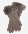 CC4514 (taupe) - Women's Italian Rex Rabbit Fur Cuff Lambskin Gloves - Leather Gloves Online - Luxury Leather Gloves - 1