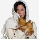 CC4514 (vac) - Women's Italian Rex Rabbit Fur Cuff Lambskin Gloves - Leather Gloves Online - Luxury Leather Gloves - 2
