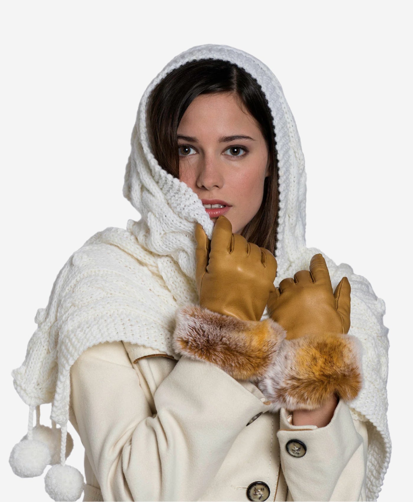 CC4514 (vac) - Women's Italian Rex Rabbit Fur Cuff Lambskin Gloves - Leather Gloves Online - Luxury Leather Gloves - 2