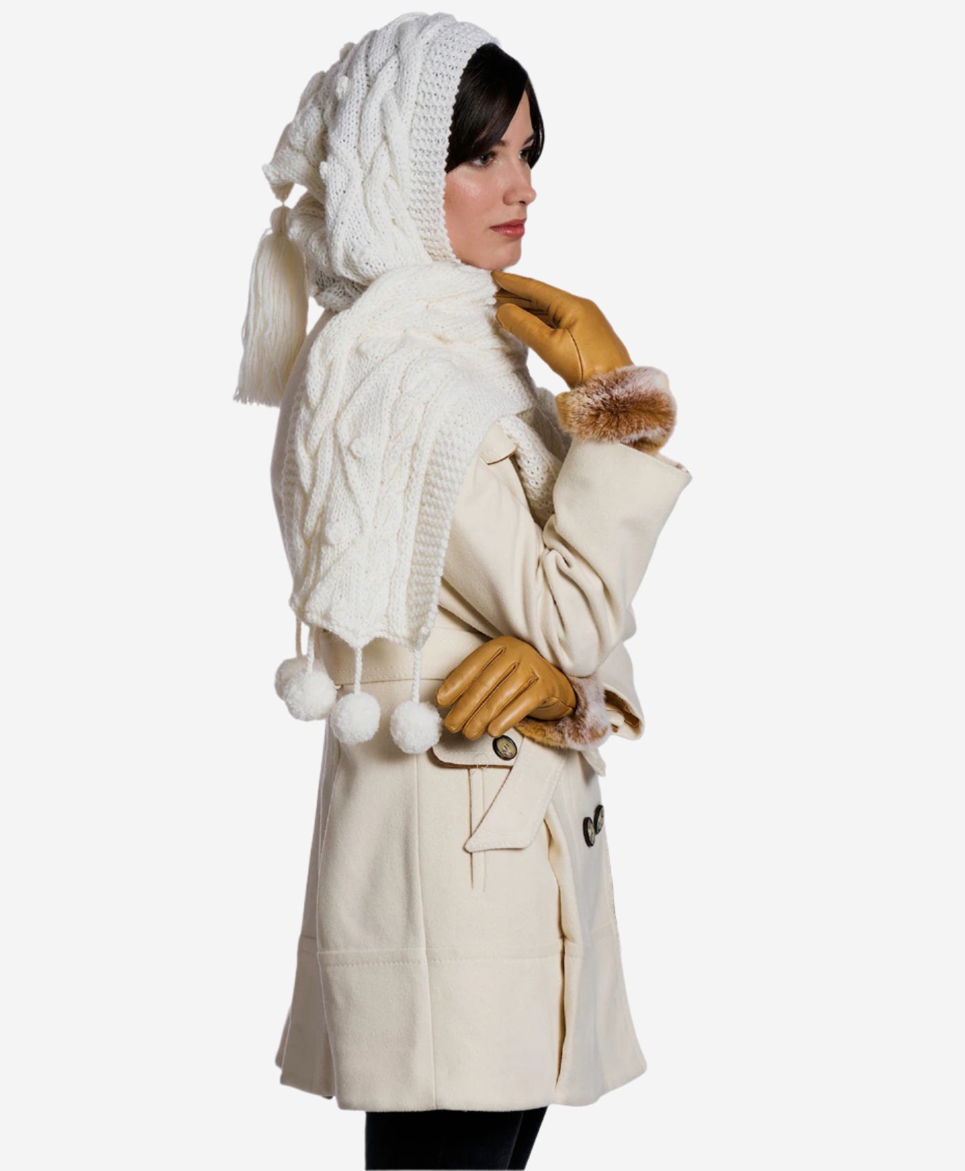 CC4514 (vac) - Women's Italian Rex Rabbit Fur Cuff Lambskin Gloves - Leather Gloves Online - Luxury Leather Gloves - 3