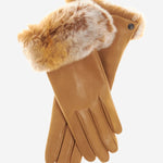 CC4514 (vac) - Women's Italian Rex Rabbit Fur Cuff Lambskin Gloves - Leather Gloves Online - Luxury Leather Gloves - 1