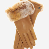 CC4514 (vac) - Women's Italian Rex Rabbit Fur Cuff Lambskin Gloves - Leather Gloves Online - Luxury Leather Gloves - 1