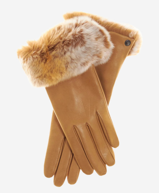 CC4514 (vac) - Women's Italian Rex Rabbit Fur Cuff Lambskin Gloves - Leather Gloves Online - Luxury Leather Gloves - 1