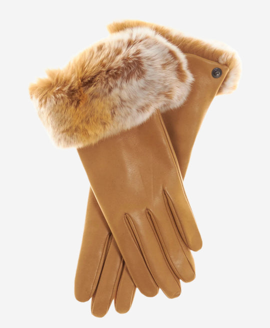 CC4514 (vac) - Women’s Italian rex rabbit fur cuff lambskin gloves