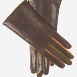 CC4585 (camel) - Women's Italian Cashmere Lined Lambskin Gloves with Colorful Fourchettes
