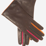 CC4585 (tangerine) - Women's Italian Cashmere Lined Lambskin Gloves with Colorful Fourchettes