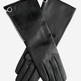 CC4879W4 (black) - "4 Button Length" Italian Cashmere Lined Gloves with Side Zipper