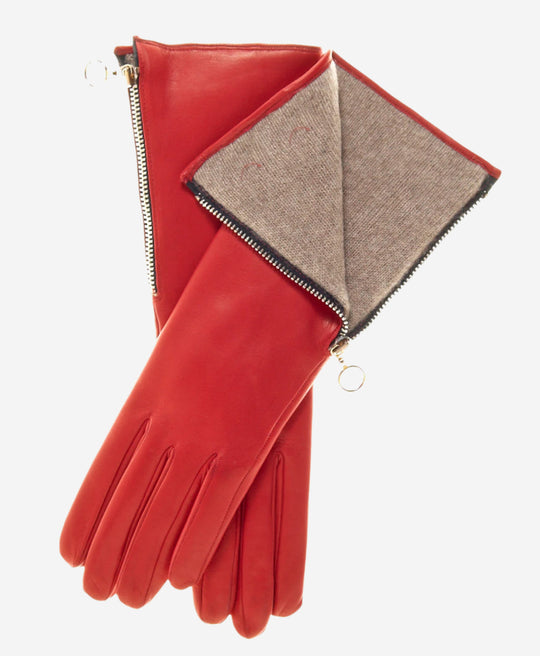 CC4879W4 (red) - “4-button length” Italian cashmere lined gloves with side zipper