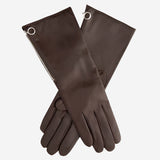 CC4879W8 (brown) - Elbow Length Italian Cashmere Lined Gloves with Side Zipper
