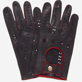 CD3288 (black) - Handsewn Italian Leather Driving Gloves with Contrast Welting
