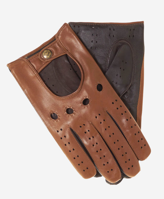 Umberto (camel brown) - Italian lambskin leather driving gloves & touchscreen feature
