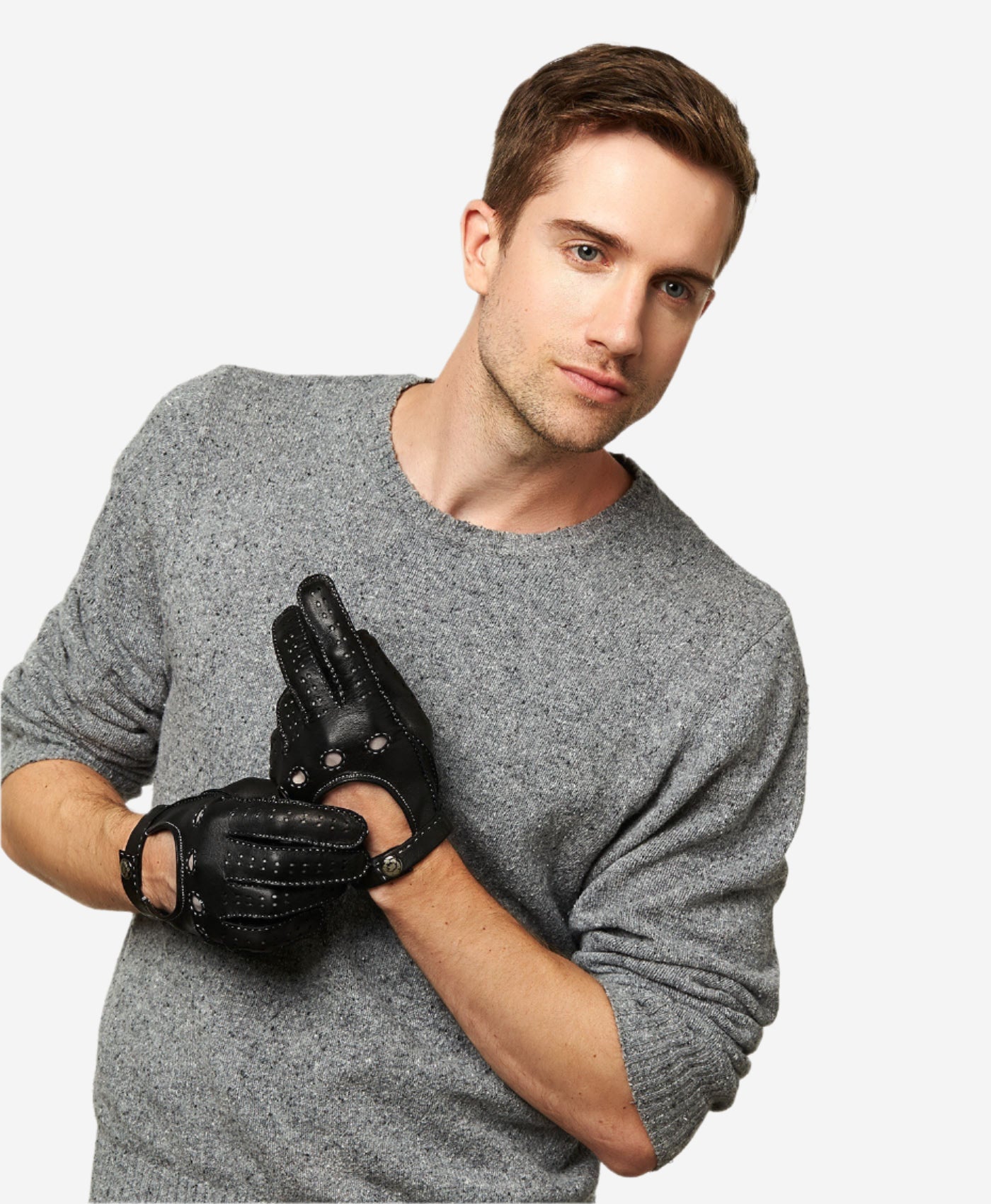 CD3501 (black) - Men's Handsewn Italian Lambskin Leather Driving Gloves - Leather Gloves Online - Luxury Leather Gloves - 2