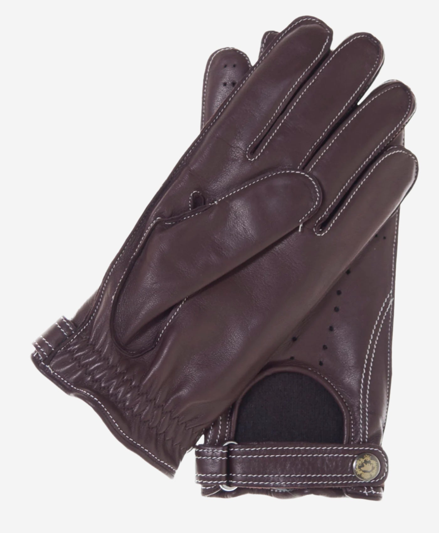 CD3528 (brown) - Men's Italian Leather Driving Gloves with Cashmere Lining - Leather Gloves Online - Luxury Leather Gloves - 2